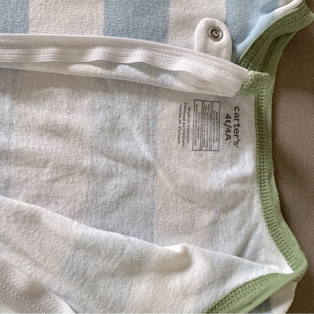 Carters 4t Dinosaur Striped Baby footie pajamas pjs - Picture 5 of 7